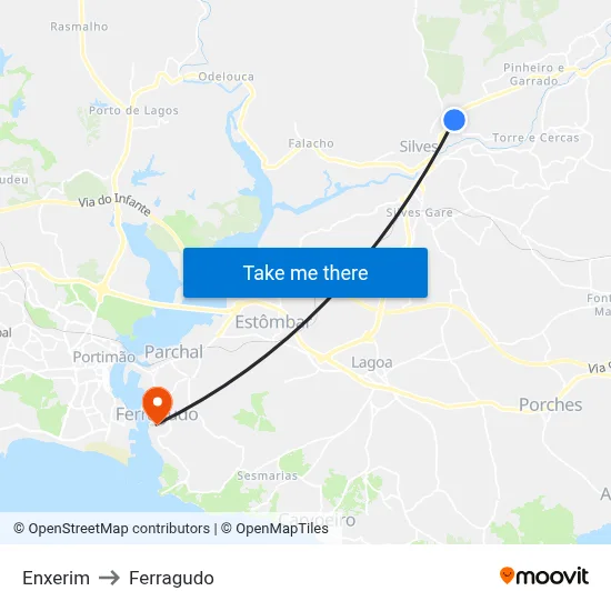 Enxerim to Ferragudo map