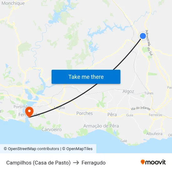 Campilhos (Casa de Pasto) to Ferragudo map