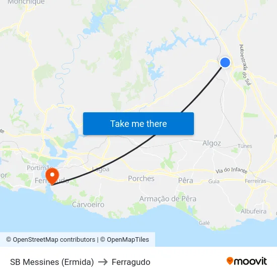 SB Messines (Ermida) to Ferragudo map