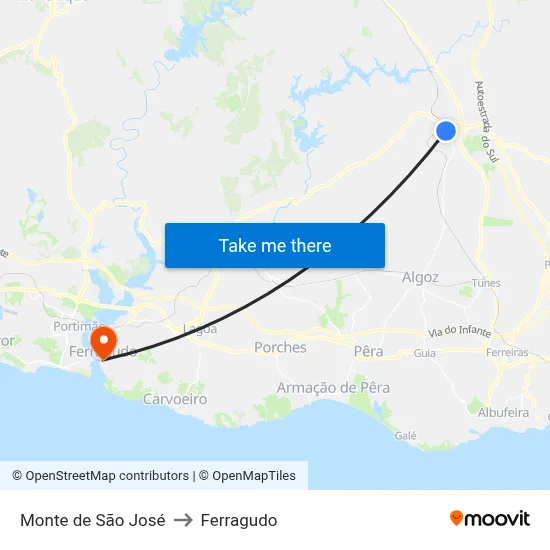 Monte de São José to Ferragudo map