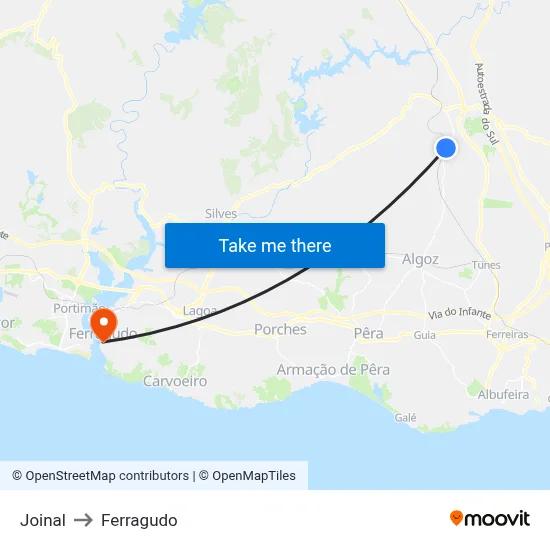 Joinal to Ferragudo map