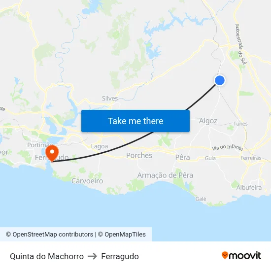 Quinta do Machorro to Ferragudo map