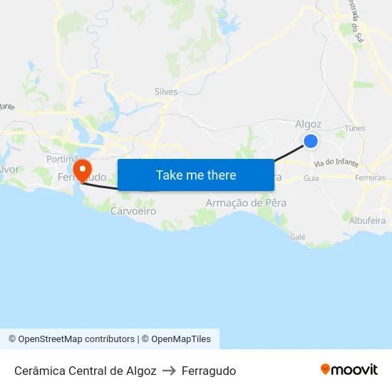 Cerâmica Central de Algoz to Ferragudo map