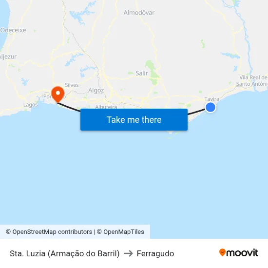 Sta. Luzia (Armação do Barril) to Ferragudo map