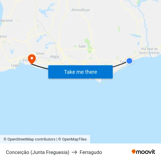 Conceição (Junta Freguesia) to Ferragudo map