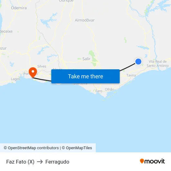 Faz Fato (X) to Ferragudo map