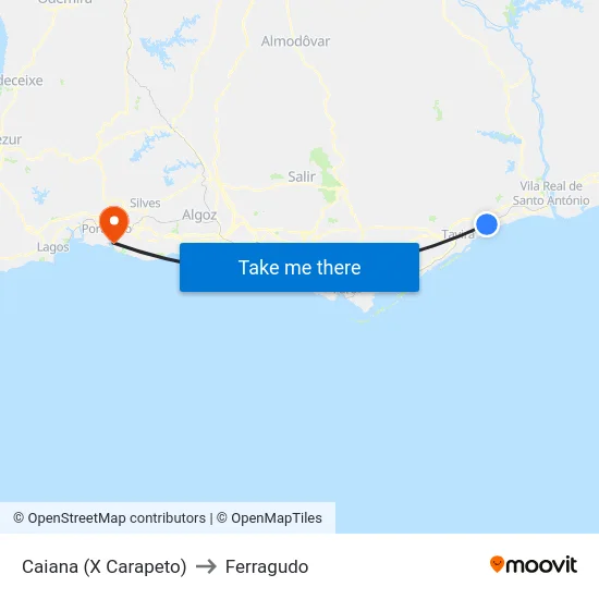 Caiana (X Carapeto) to Ferragudo map