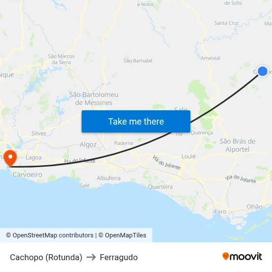 Cachopo (Rotunda) to Ferragudo map