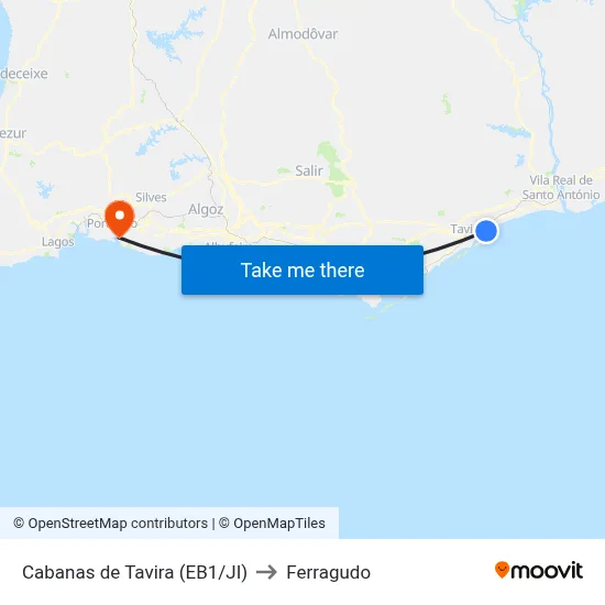 Cabanas de Tavira (EB1/JI) to Ferragudo map