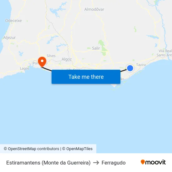 Estiramantens (Monte da Guerreira) to Ferragudo map