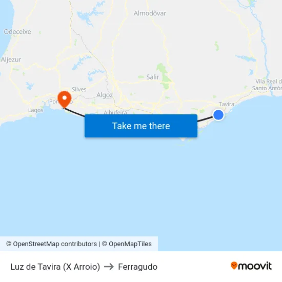 Luz de Tavira (X Arroio) to Ferragudo map