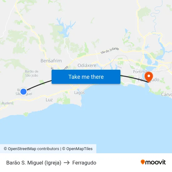 Barão S. Miguel (Igreja) to Ferragudo map