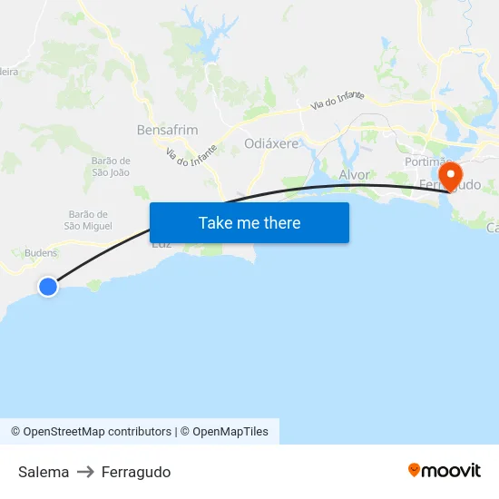 Salema to Ferragudo map