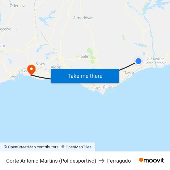 Corte António Martins (Polidesportivo) to Ferragudo map