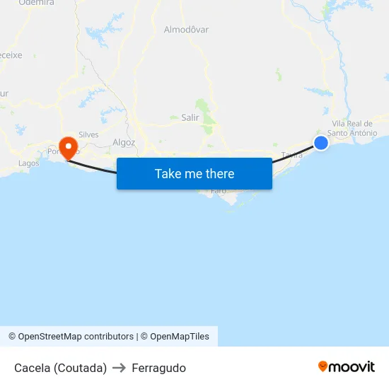 Cacela (Coutada) to Ferragudo map
