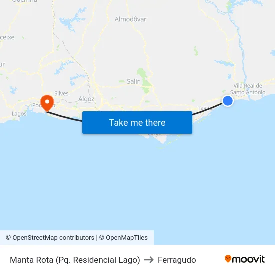 Manta Rota (Pq. Residencial Lago) to Ferragudo map