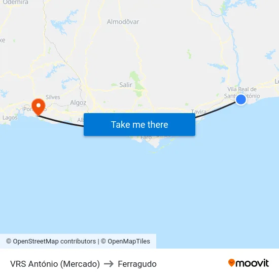 VRS António (Mercado) to Ferragudo map