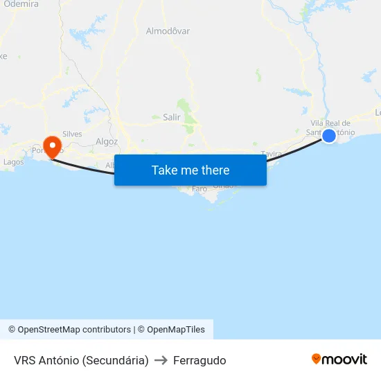 VRS António (Secundária) to Ferragudo map