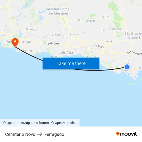 Cemitério Novo to Ferragudo map
