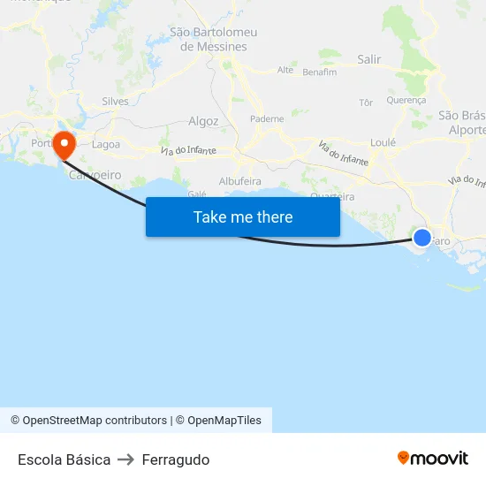 Escola Básica to Ferragudo map