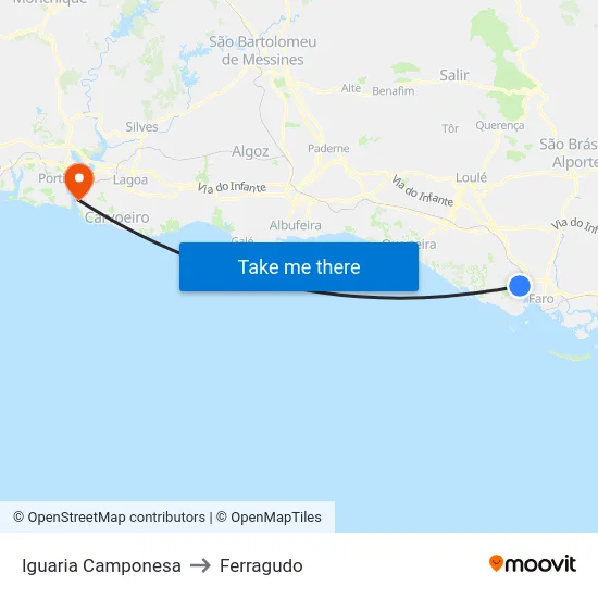 Iguaria Camponesa to Ferragudo map
