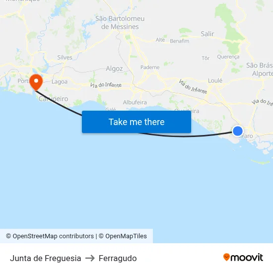 Junta de Freguesia to Ferragudo map