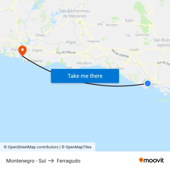 Montenegro - Sul to Ferragudo map