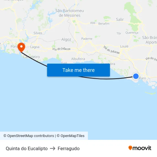 Quinta do Eucalipto to Ferragudo map