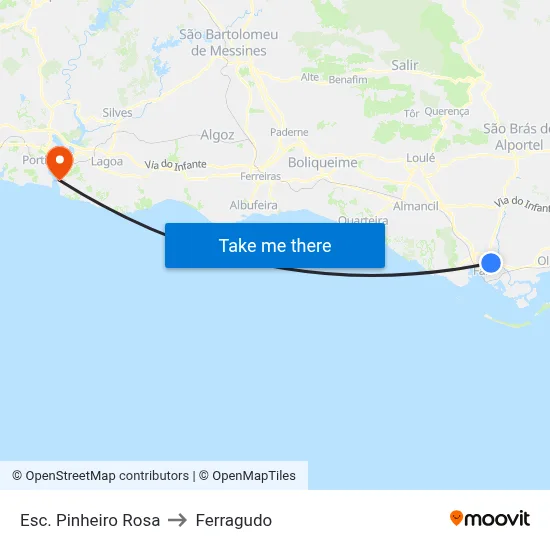 Esc. Pinheiro Rosa to Ferragudo map