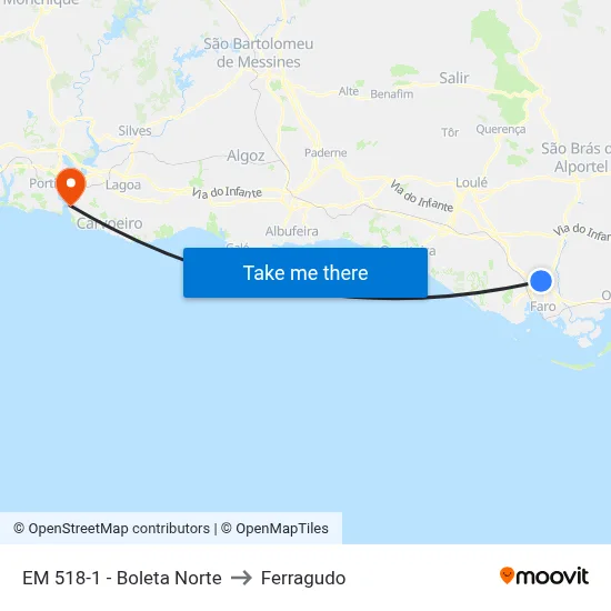 EM 518-1 - Boleta Norte to Ferragudo map