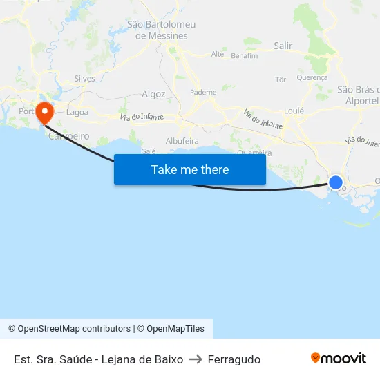 Est. Sra. Saúde - Lejana de Baixo to Ferragudo map