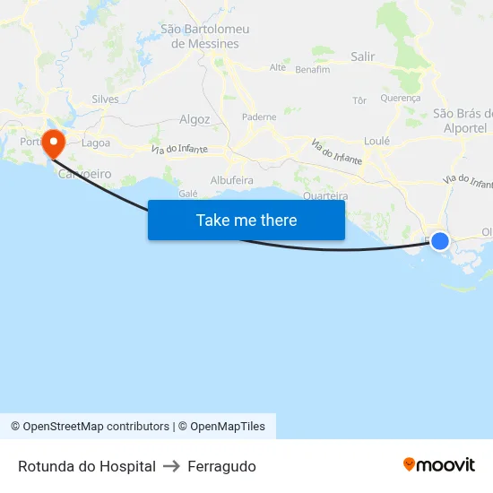 Rotunda do Hospital to Ferragudo map