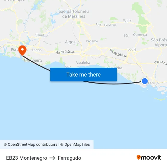 EB23 Montenegro to Ferragudo map