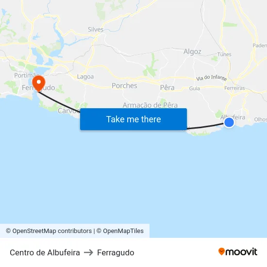 Centro de Albufeira to Ferragudo map