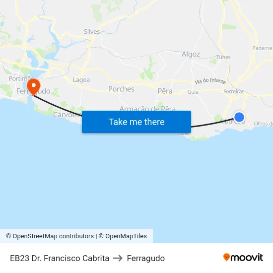 EB23 Dr. Francisco Cabrita to Ferragudo map