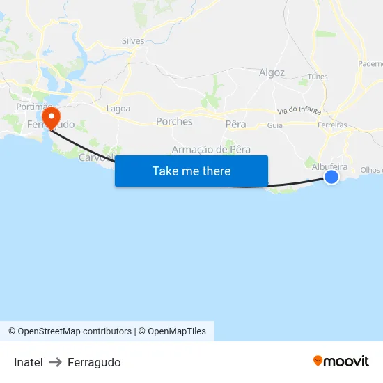 Inatel to Ferragudo map