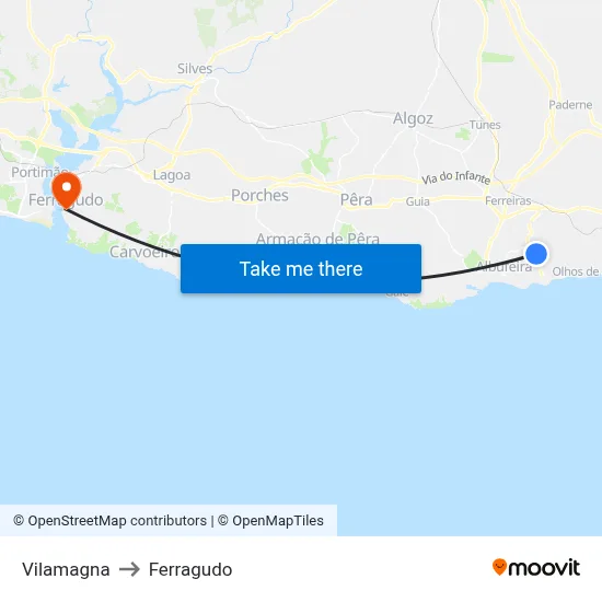 Vilamagna to Ferragudo map