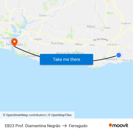 EB23 Prof. Diamantina Negrão to Ferragudo map