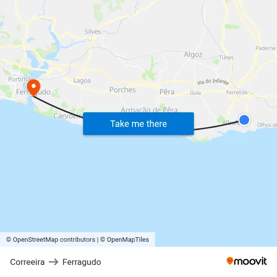 Correeira to Ferragudo map
