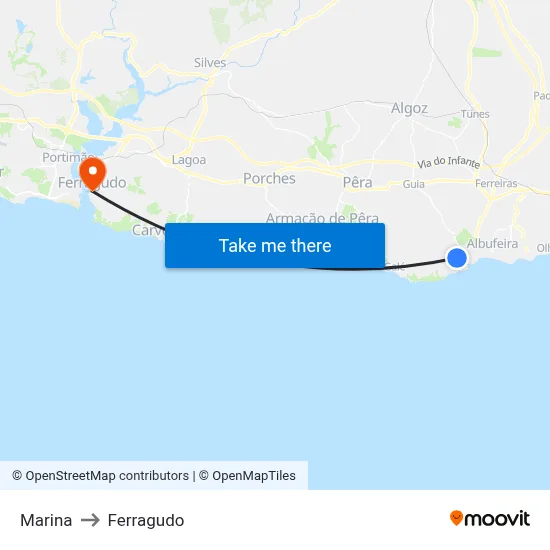 Marina to Ferragudo map