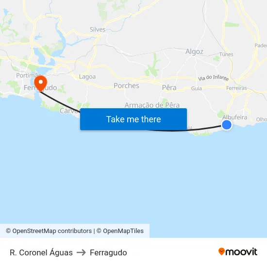 R. Coronel Águas to Ferragudo map