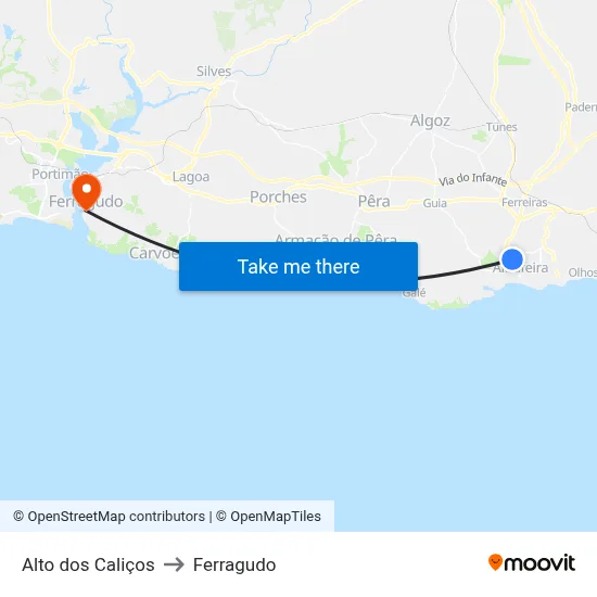 Alto dos Caliços to Ferragudo map