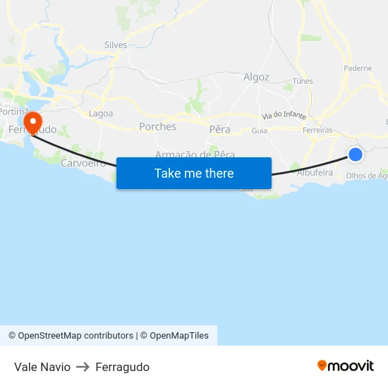 Vale Navio to Ferragudo map