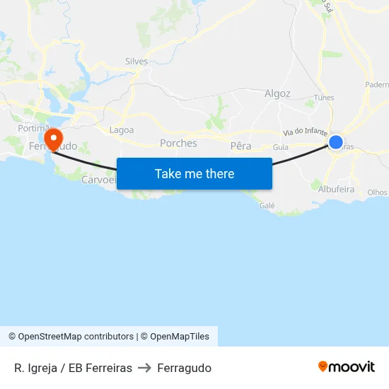 R. Igreja / EB Ferreiras to Ferragudo map