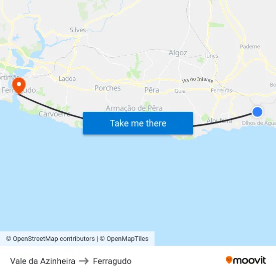 Vale da Azinheira to Ferragudo map