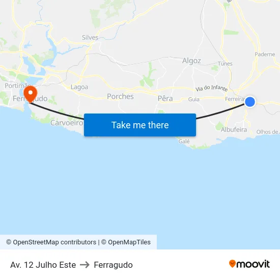 Av. 12 Julho Este to Ferragudo map