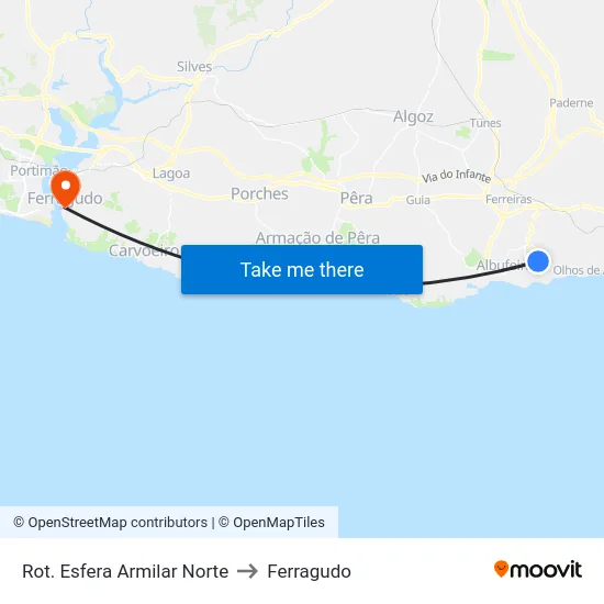 Rot. Esfera Armilar Norte to Ferragudo map