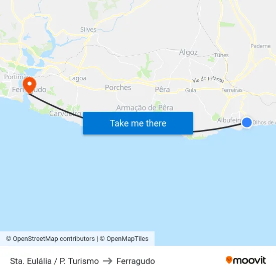 Sta. Eulália / P. Turismo to Ferragudo map
