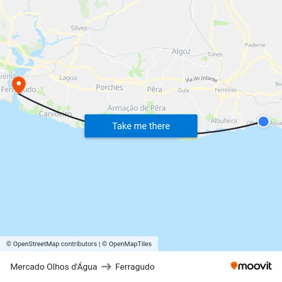 Mercado Olhos d'Água to Ferragudo map