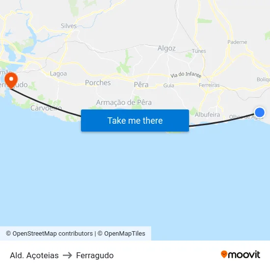 Ald. Açoteias to Ferragudo map
